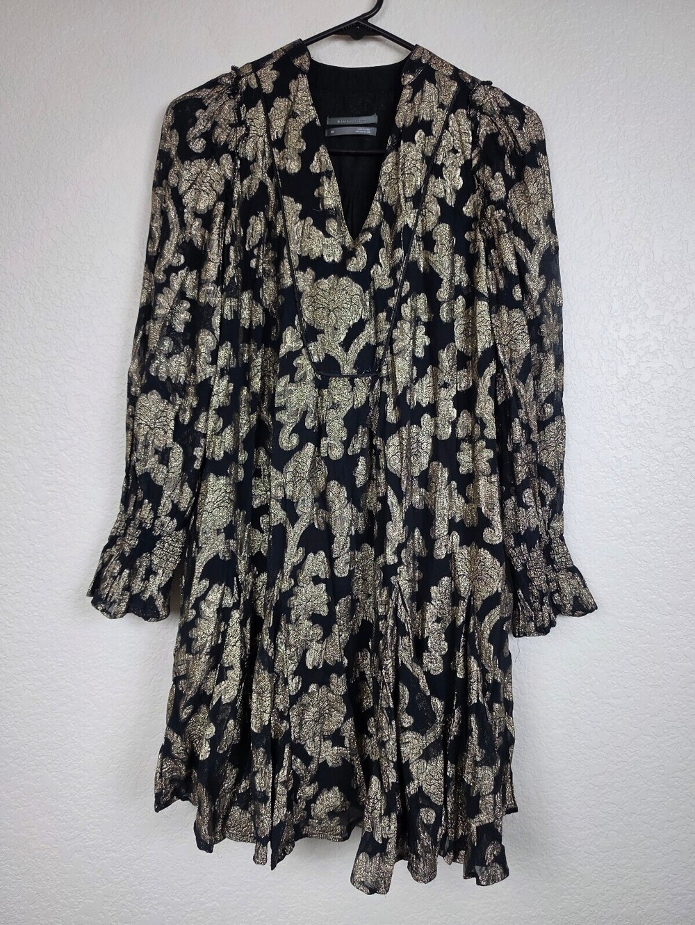 Anthropologie Metallic Floral Dress XS